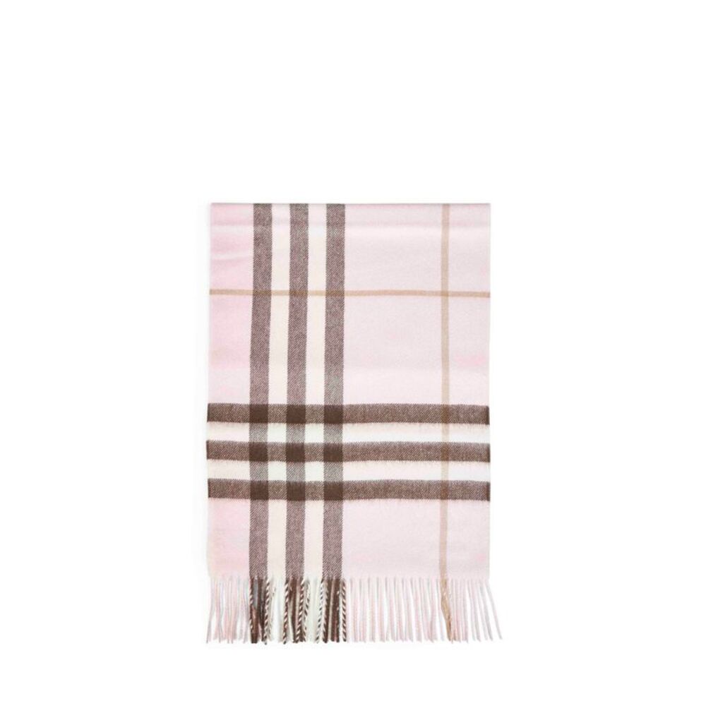 Burberry Women Bow Pink Check Cashmere Scarf